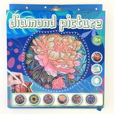 NT Boncuklu Taşlı Yuvarlak Pano Tüm Yaşlar Için Mozaik Elmas Goblen Diamond 20 x 20 cm Çiçek