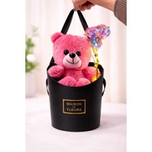 Işıklı Gül Detaylı Peluş Ayıcık Hediye Kutusu