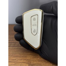 Keyron Golf 8, Seat Leon,skoda Superb Vb. Nano Yüksek Kalite Silikon Kumanda Kılıfı Beyaz Gold