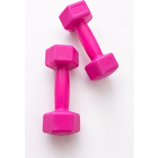 BURADABULDUN Pembe Köşeli Kemik Dambıl Seti 1 kg - Pilates Fitness ve Egzersiz El Halteri