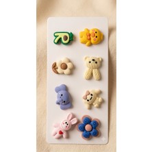 Herşey Nota Sevimli Kawaii Figürlü Pvc Terlik Süsü Seti 8 Adet – Renkli Terlik Aksesuarı