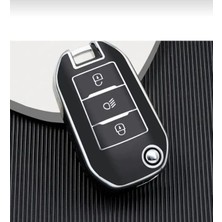 Keyron Peugeot 301 307 308 208 508 2008 3008 Partner   Anahtar Koruma Kılıfı Siyah Gümüş