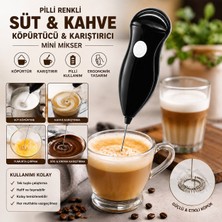 BURADABULDUN Pilli Süt ve Kahve Köpürtücü Mini Mikser - Yumurta Çırpıcı Sos ve Krema Karıştırıcı