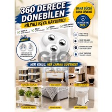 Gio Ticaret - 4'lü 360° Dönebilen Bilyeli Eşya Kaydırıcı Tekerlek Seti - Yapışkanlı Mobilya Taşıma Aparatı - Dolap, Masa, Sehpa,  ve Saksı Altı Kaydırıcı -2 Adet Şeffaf Silikon Köşe Koruyucu Hediyeli