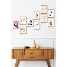 Four Arts Minimalist Women Design 13,5x18 Cm 10'lu Ahşap Tablo Seti