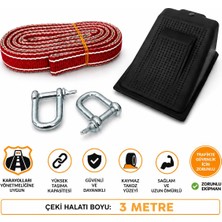 Zımbırtıcı Araç Çekme Halatı 3 mt / 3 Ton + 2 Adet Demir Mapa (Takoz Hediyeli)