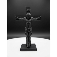 Demirhan3D ✝️ Jesus Christ Çarmıh Figürü Siyah Pla Dekoratif Mini Biblo 9 cm 3D Baskı