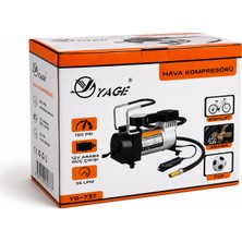 Yage YG-737 12V Araç Hava Kompresörü 150 Psı Oto Lastik Şişirme Pompası 35 L/dk Bisiklet Motosiklet Top Şişirme Cihazı