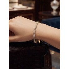 Sizze Galleria Gold Özel Tasarım Zirkon Taşlı Mekik Bileklik