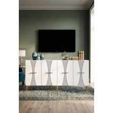Yumedi Design KA1532B - Merve Konsol, Tv Sehpası, Çok Amaçlı Dolap ve Kahve Köşesi 150CM Beyaz