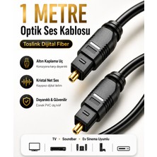 Derwell 1 Metre Optik Ses Kablosu Toslink Dijital Fiber Ev Sinema Soundbar Uyumlu Siyah Altın Kaplama Uçlu Kristal Netliğinde Parazitsiz Sinyal Iletimi Çevresel Surround Akustik Ses Sistemi Bağlantı Kablosu
