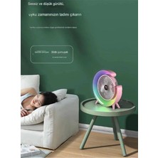 Masaüstü Vantilatör USB Şarjlı Rgb LED Işıklı 3 Kademeli 180° Ayarlanabilir Soğutucu Fan Yeşil
