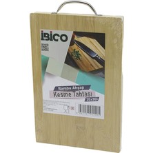 20X30 x 1.7cm Lux Ahşap Bambu Kesim Panosu - Kesme Tahtası Metal Kulplu