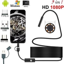 Endoskop 3 In 1 Yılan Kamera USB Micro USB Type-C 20 Metre Sert Kablo