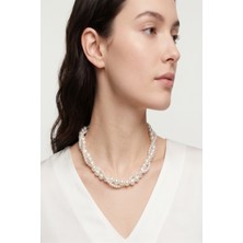 Mupte Jewelry Kadın Beyaz Sarmaşık Model Örgü Zarif Inci Kolye