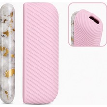 Reks Iqos Illuma/illuma I Için Uyumlu Kılıf Toz Pembe Işıltısı ve Şık Parlak Gold ve Beyazın Uyumu Yan Kapak