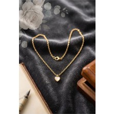 Rafiel Gold Sedefli Kalp Kolye - Kadın Minimalist Kalp Uçlu Zincir Kolye
