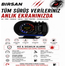 Birsan Head Up Display Araç Verileri Bu Ekranda  Obd2 - Gps  Hız Alarmı ,Rpm ,Su Sıcaklığı Basınç ,Akü Şarj Durumu,OBD 2 Arıza Kodu Taraması