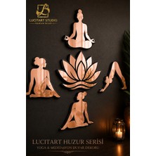Lucit Art Lucitart Huzur Serisi™ Yoga & Lotus Aynalı Pleksi Duvar Dekoru | Rose Gold • Gold • Gümüş | 5 Parça Premium Duvar Süsü