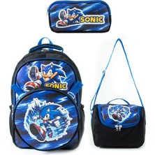 Baginn Erkek Çocuk 3'lü Ilkokul Çantası 45*32 cm Beslenme Çantası Kalem Kutusu Ortopedik Erkek Okul Çanta