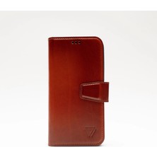 Zawa Apple iPhone 16 Uyumlu Classic Hakiki Deri Kapaklı Kılıf