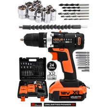 Empressco 12V Çelik Şanzıman Bakır Sargılı Çift Akülü Matkap Vidalama