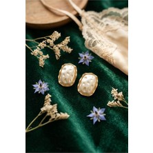 Rafiel Gold Çerçeveli Barok Inci Küpe - Vintage Tasarım Kadın Küpesi