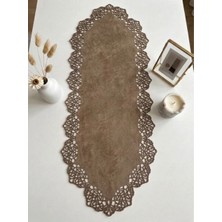 Ergüven Home Kahverengi Süet Kumaş Runner Sehpa Boyu 40X100 Cm