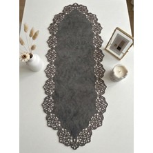 Ergüven Home Koyu Gri Süet Kumaş Runner Sehpa Boyu 40X100 Cm
