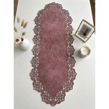 Ergüven Home Pembe Süet Kumaş Runner Sehpa Boyu 40X100 Cm