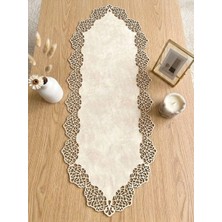 Ergüven Home Bej (Koyu Krem) Süet Kumaş Runner Sehpa Boyu 40X100 Cm