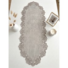Ergüven Home Taş Rengi Süet Kumaş Runner Sehpa Boyu 40X100 Cm