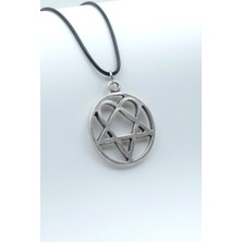 IDR Heartagram Gümüş Kaplama Deri İp Kolye