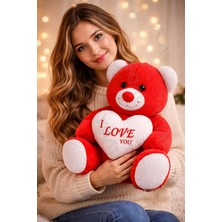Trend 45 cm Peluş Ayıcık Kalpli I Love You Yazılı Büyük Boy Teddy Bear Sevgiliye Romantik Hediye