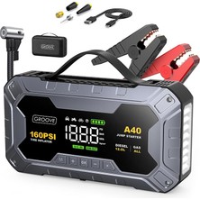 MarkEntegra Groove A40 27000 Mah, 8000A Tepe Akımı Akü Takviye Cihazı + Lastik Şişirme Kompresörlü Taşınabilir Jump Starter