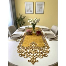Ergüven Home Hardal Sarısı Süet Kumaş Runner Masa Boyu 40X140 Cm