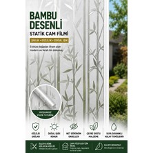 Deconitte Bambu Desenli Statik Cam Filmi Mahremiyet Sağlayan Cam Pencere Duşakabin Kaplama 60X100 cm