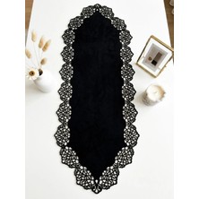 Ergüven Home Siyah Süet Kumaş Runner Sehpa Boyu 40X100 Cm