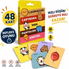 LUXMON Lahmacun Capybara Inek Pantolon Şinitzel Kart Oyunu - Hızlı Refleks ve Dikkat Oyunu 48 Kart