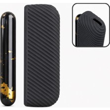 Reks Iqos Illuma/illuma I Için Uyumlu Kılıf Siyah Işıltısı ve Şık Parlak Desen Yan Kapak