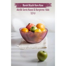 Akrilik Barok Mürdüm Büyük Kare Meyve & Salata Kasesi & Karıştırma Kabı / 3,3 Lt (Cam Değildir)