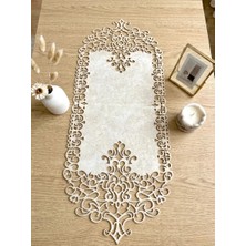 Ergüven Home Bej (Koyu Krem) Süet Kumaş Runner Sehpa Boyu 40X100 Cm