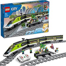 MarkEntegra LEGO City Ekspres Yolcu Treni Seti, Uzaktan Kumandalı Oyuncak, Parlaklığı Ayarlanabilen Farlar, 2 Vagon, 24 Parça Ray ve 6 Minifigür Dahil, Erkek ve Kız Çocuklarına Benzersiz Bir Hediye 60337