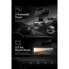 Umo Teknoloji Araç Içi Kamera 4K Hd Görüntü Wifi Gps Adas Özellikli Yapay Zekalı 24 Saat Çalışma Gece Görüşlü G-Sensör Araç Kamerası