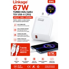 Linkage 67W Usb-A Turbo Hızlı Şarj Aleti Type-C Kablolu Telefon Şarj Adaptörü Süper Hızlı Şarj Başlığı 6WL