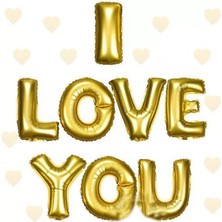 Renas Store I Love You Folyo Balon Altın Renk 35 cm