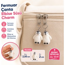 LUXMON Penguen Figürlü Fermuar Elbise ve Çanta Süsü Charm Anahtarlık 2 Adet