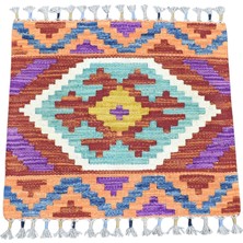 Zehra Abla Halı Yeni El Dokuma Kare Köşe Cerit Yörükleri Meşhed Iran Yün Kilim 7377