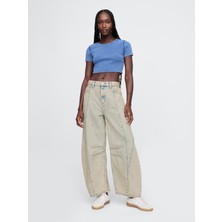 Gap Kadın Bej High Rise Horseshoe Jean Pantolon
