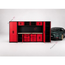 Flutura 1:18 Ölçek Garaj Çalışma Tezgâhı – Açılabilir Kapaklı ve Çekmeceli Diorama Aksesuarı